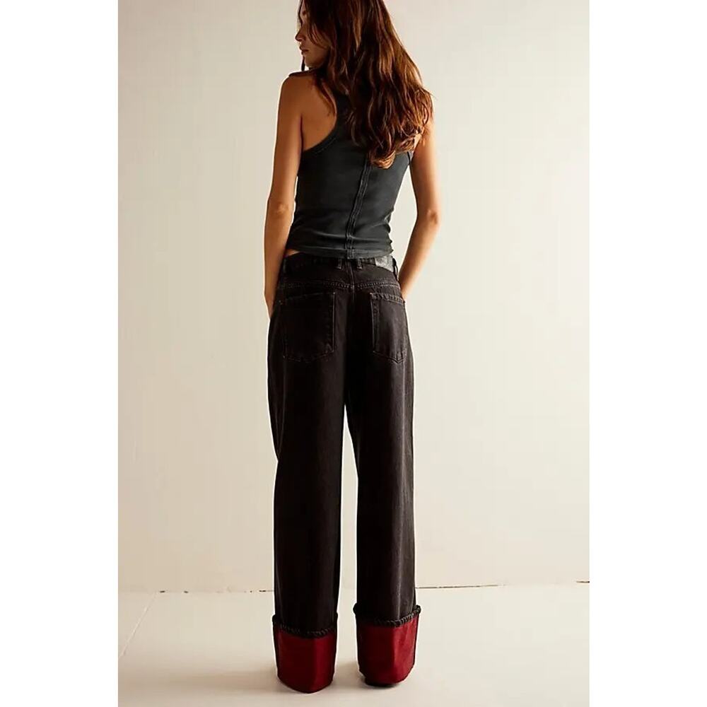 Free People We The Free Final Countdown Red Boyfriend Low Rise Baggy Jeans 29